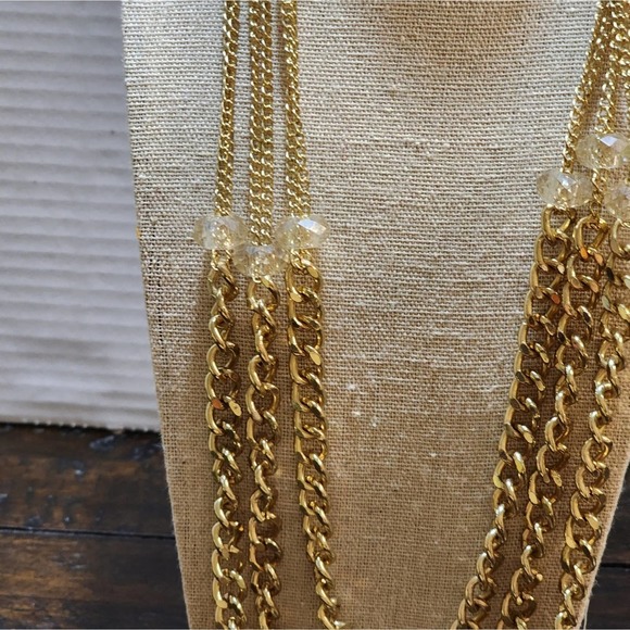 Treska multi strand gold tone statement necklace - Picture 2 of 5